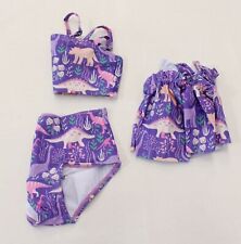 Marie Nicole Toddler Girls' Dinosaur Three Piece Swimsuit SG1 Purple Small NWT
