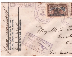 PANAMA Airmail Cover 1929 FIRST FLIGHT ARGENTINA Colon *PILOT SIGNED* Joffe KT81 - Picture 1 of 15