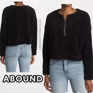 ABOUND Black Fuzzy Fleece 1/4 Zip Pullover | SZ Medium - Picture 1 of 1