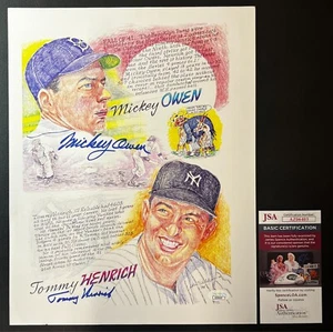 Mickey Owen & Tommy Henrich Signedx2 Print JSA AUTOS Dodgers/Yankees MLB NICE! - Picture 1 of 4