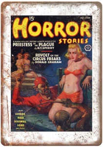 1938 Pulp Cover Horror Stories v07 n03 Retro Look Reproduction Metal Sign J1498 - Picture 1 of 2