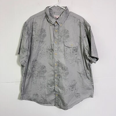 Camisa Hawaiana Merona Para Hombres Talla 2XL Gris Claro Floral Ligera Cambray Foto 1 de 4