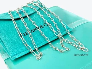 Tiffany & Co 36.25" Rectangle Chain Link Necklace Sterling Silver w/ Pouch Rare - Picture 1 of 5