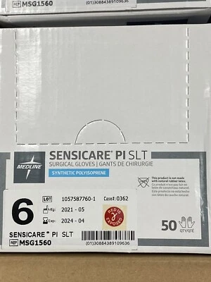 Luvas Medline Sensicare Pl SLT Surg MSG1560 Pwdr Free.  Tamanho 6.  Cs 200 Pr. - Imagem 1 de 4