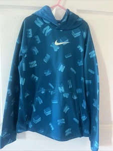 Nike Therma-fit Youth Lg Blue/Pullover Logo Swoosh Hoodie - Picture 1 of 6