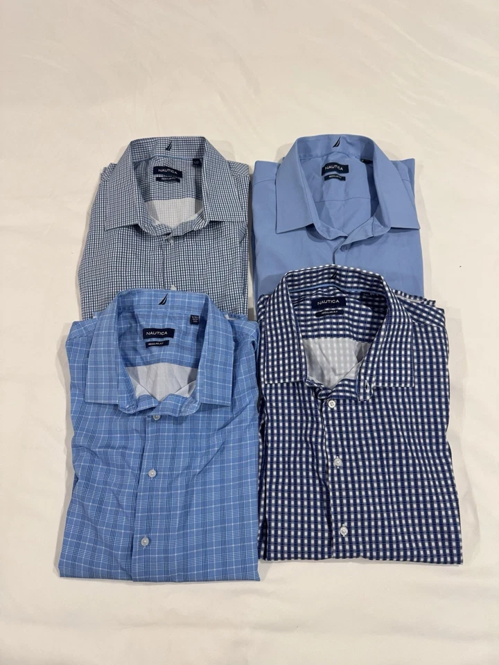 Lot of 4 Nautica Regular Fit Dress Shirts Mens Size XXL 18-18.5 34/35 Button Up - Image 1 of 4