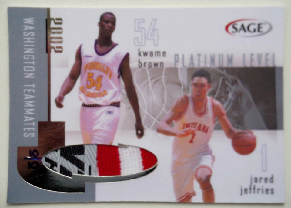 2002 SAGE JARED JEFFRIES KWAME BROWN Dual Patch RC Rare SP #/10 - Image 1 of 1