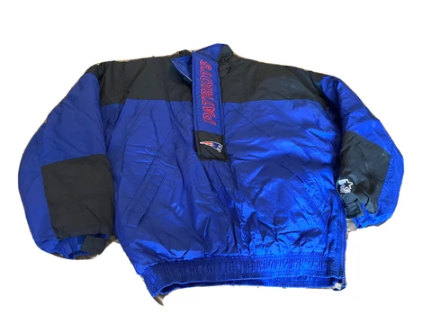 VTG 90’s Starter New England Patriots Pullover 1/2 Zip Puffer Jacket EUC Cover