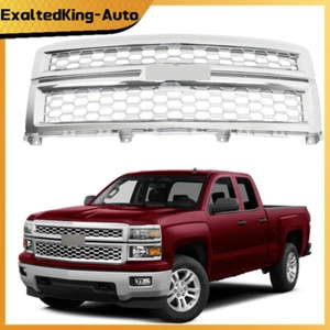 23259624 For 2014-2015 Chevrolet Silverado 1500 Chrome+Silver Front Grille Grill - Picture 1 of 13