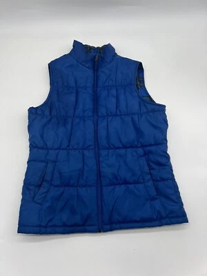 Merona Blue Plaid Reversible Puffer Vest Women’s Size Small - Image 1 of 4