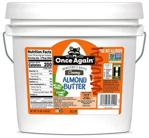 Natural Creamy Almond Butter, 9Lbs (Same as 9 Jars) - Roasted - Salt Free, Unswe - Picture 1 of 12