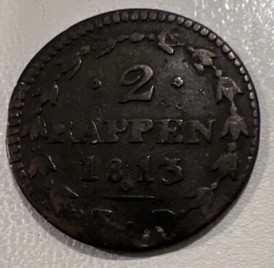SUISSE 2 Rappen 1813 Canton Argau SUP Belle qualité RARE - Image 1 of 2