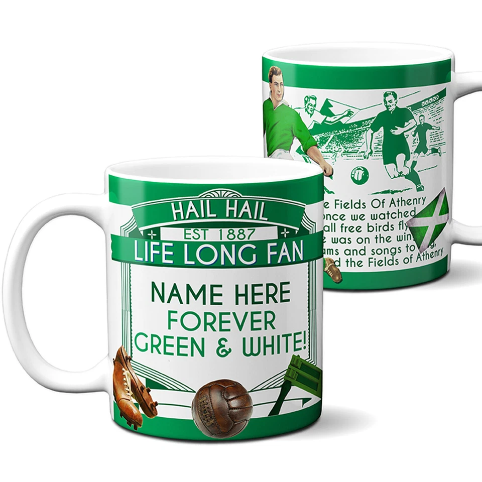 Personalised Football Mug Glasgow Celtic Fan Vintage Retro Cup Dad Gift VFM23