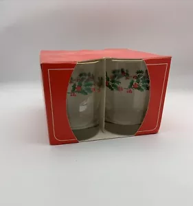 NOS 4er Set Libbey Holly Berry Rocks Kristall Becher altmodische Gläser - Bild 1 von 6