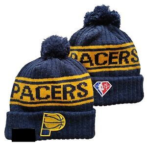 NBA Indiana Pacers Courtside New Beanie Winter Pom Knit Ski Hat Fleece Lined