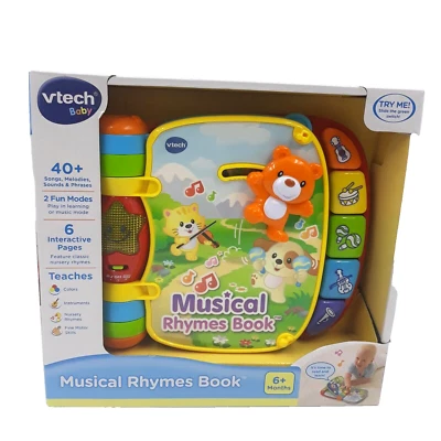 VTech Baby Musical Rhymes Book 40+ Songs Melodies Sounds & Phrases 6+ Months - Image 1 of 4