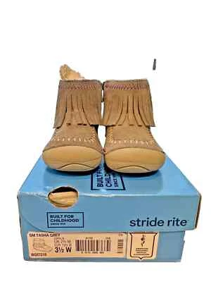 Stride Rite Movimiento Suave Tasha Gris Flecos Botas Botines 3.5 W Bebé Niña Anchas Nuevas Foto 1 de 4