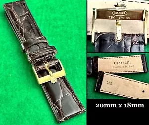 ROLEX 18k GOLD 18mm Buckle ROLEXSA 750 SWISS 20mm Genuine Tobacco CROCODILE - Picture 1 of 11