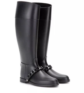 GIVENCHY BOTTE PLUIE CHAIN NOIR Rubber Boots Women’s Size 41 EU, 11 US ($795.00) - Picture 1 of 5