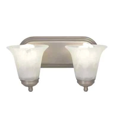 Bel Air Lighting Morgan Brushed Nickel CFL Vanity Light with Glass Shades - Image 1 of 4