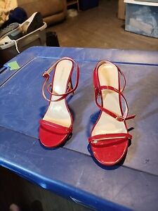 Shoe Republic LA Red Open Toe Ankle Tie High Heel Sandals Size 8 NEW