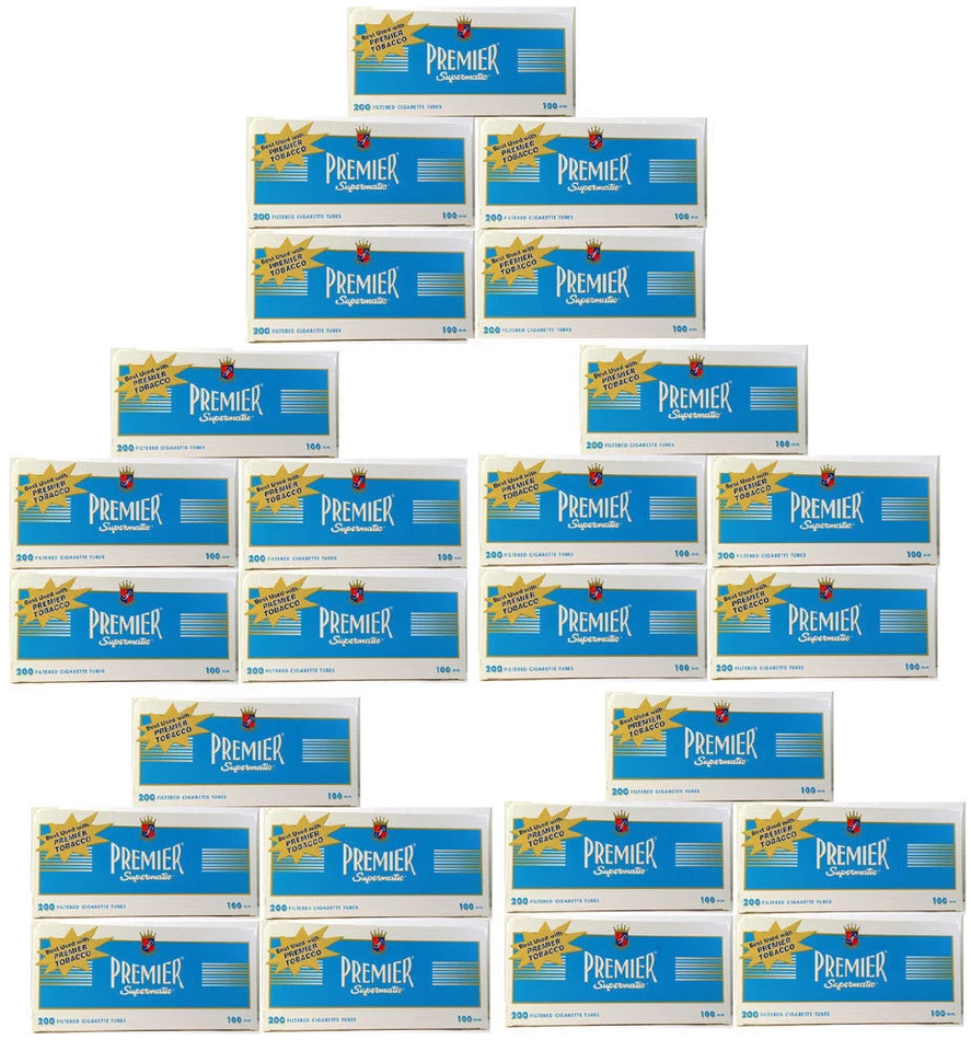 Premier Supermatic 100 mm Blue Light Cigarette Filter Tubes 25 Boxes - 3097-25 - Image 1 of 1