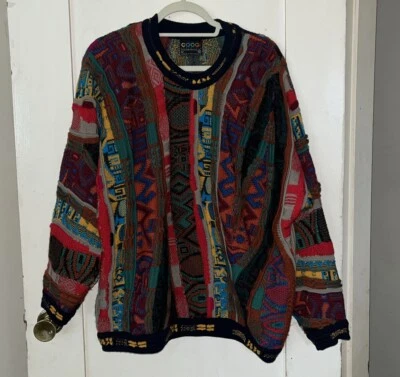 COOGI Cable Knit Sweater Abstract 3D Biggie OG Color Way 90s Hip Hop Medium - Image 1 of 4