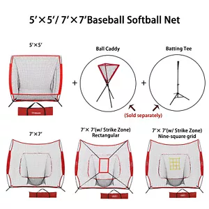 7'×7'/5'×5' Baseball Softball Net Practice Hitting Training Net with Carry Bag - Picture 1 of 46