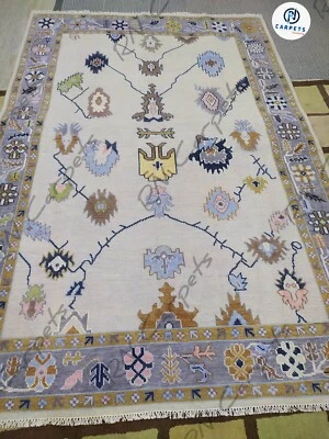 Alfombras Lvory Oushak anudadas a mano 9x12 alfombras de área para sala de estar, alfombra hecha a mano Foto 1 de 4