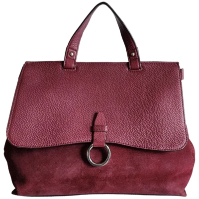 ✅Satchel Rebecca Minkoff Keith camurça e couro na cor açaí MSRP $328 - Imagem 1 de 4