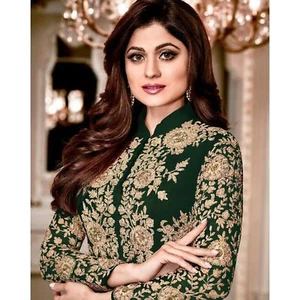 Pakistani Designer Salwar Kameez Dress Indian Bollywood Slit Anarkali Gown Suits - Picture 1 of 29