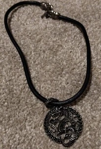 Dragon Amulet Pendant Vintage Stainless Steel cord approx 15" - Picture 1 of 4