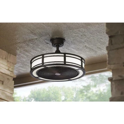 HDC AM382B-EB Brette II 23" In/Outdoor Espresso Bronze Ceiling Fan Light Remote - Image 1 of 2