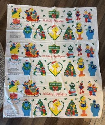 Jim Henson Fabric Sesame Street Elmo Cookie Monster Holiday Appliques 3 Panels - Image 1 of 4
