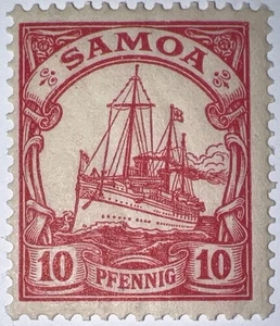 Travelstamps: GERMANY SAMOA STAMPS Kaiser's Yacht 10Pf Mint Original Gum MNH WMK - Picture 1 of 7