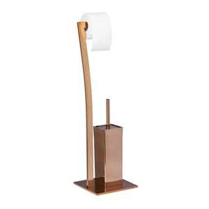 Accessori da wc Porta scopino in acciaio Antiscivolo Rimovibile 2 in 1 Argento - Foto 1 di 18