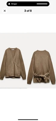 Zara 100% Cashmere Wrap Sweater Oversized Cottagecore Sz XS/S Minimal Chic - Image 1 of 4