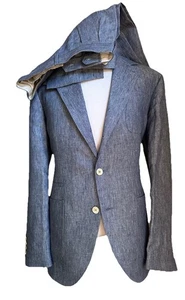 NWT $4995 BRUNELLO CUCINELLI Linen Classic-Fit Suit DENIM BLUE 44R US/54R Eu - Picture 1 of 17