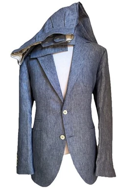 NWT $4995 BRUNELLO CUCINELLI Linen Classic-Fit Suit DENIM BLUE 44R US/54R Eu - Image 1 of 4