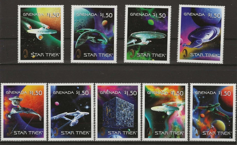 Star Trek - Grenada 1999 - STAR TREK SHIPS Complete Set of 9 - MNH - Image 1 of 1