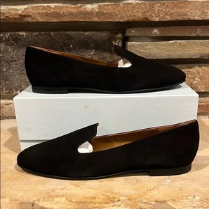 Margaux Black Suede Classic Loafers - Picture 1 of 10