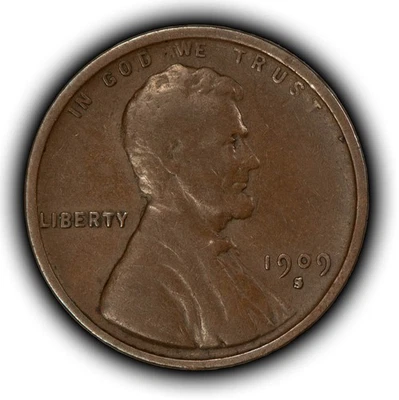 1909-S/S 1c Lincoln Wheat Small Cent - OMM RPM - Chocolate Brown VG/Fine - B5359 - Image 1 of 4