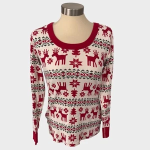 Hanna Andersson Womens Medium Pajama Top Reindeer Snowflake  - Picture 1 of 8