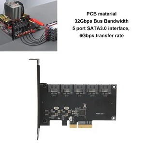 Pcie To 5 Expansion Cards 6Gbps Transfer Rate Plug And Play 5 Port Sa AM - Afbeelding 1 van 23