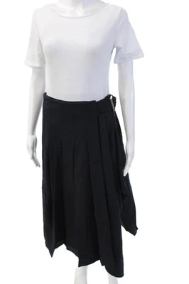 A.L.C. Женщин плиссированные надежном длинная юбка темно синий льняной смеси размер S - Изображение 1 из 4