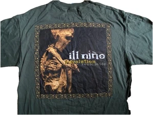 ILL NINO BAND SHIRT M Vintage Ill Nino Revolution Revolucion T-Shirt Green RARE - Picture 1 of 6