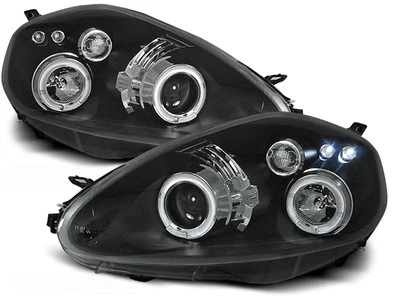 LED Angel Eyes Scheinwerfer für Fiat Grande Punto 05-08 schwarz - Bild 1 von 3