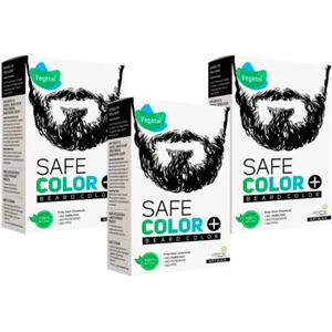 3X Safe Color 25g Soft Black Organic Beard Hair Dye Pack of 3 No Allergy Vegetal - Picture 1 of 5