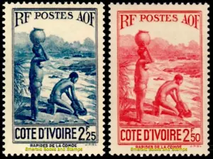 EBS Costa de Marfil Francesa 1939 - Mujeres nativas - Komoe Rapids - CI 160-161 - Como nuevo - Imagen 1 de 3
