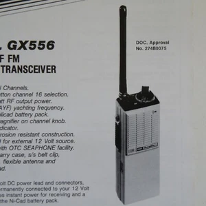 SALES&INFO SHEET-GME ELECTROPHONE GX556HANDHELD55CH UHF MARINE RADIO TRANSCEIVER - Zdjęcie 1 z 11